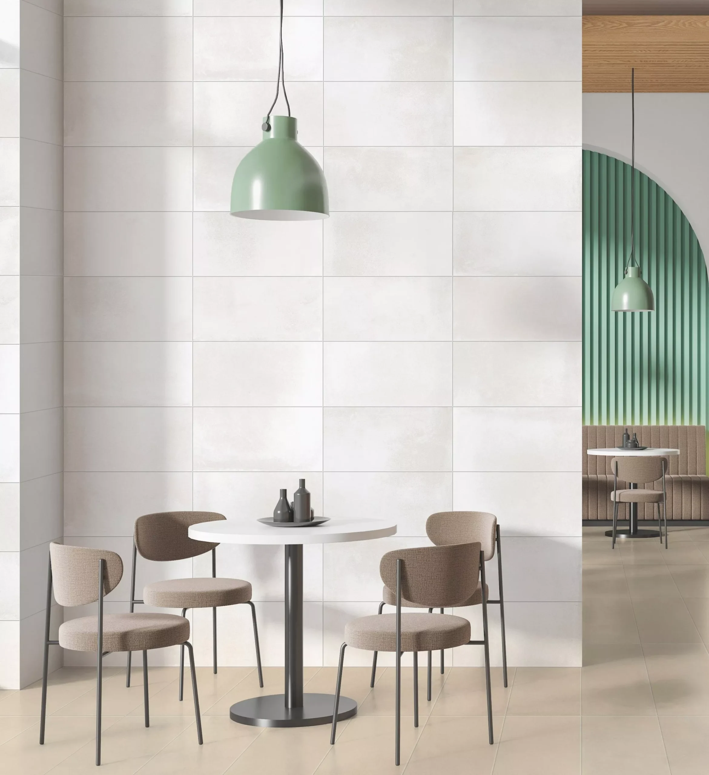 Ceramic and porcelain tile samples laid out for selection