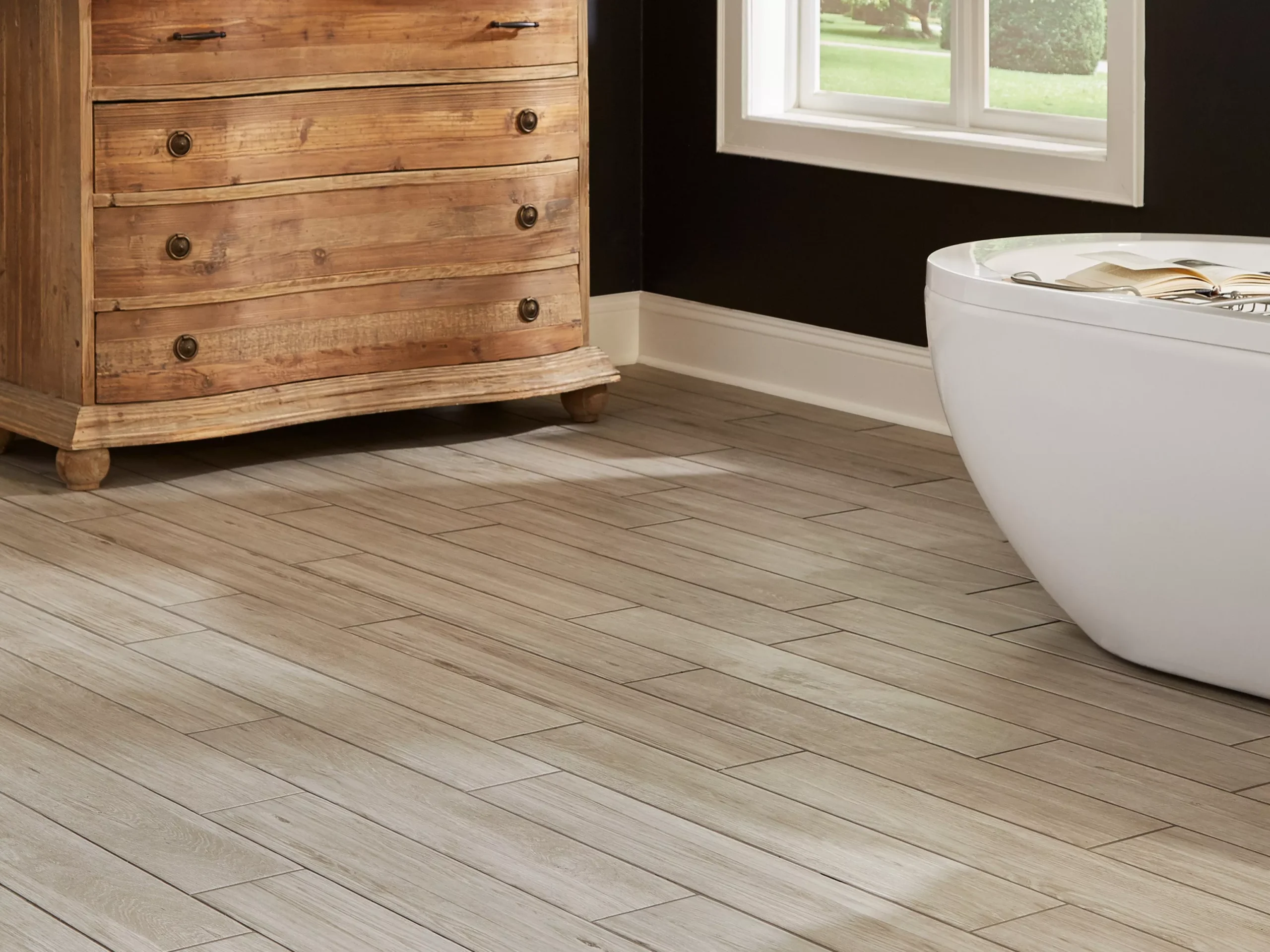 Wood look tile samples designed to resemble hardwood